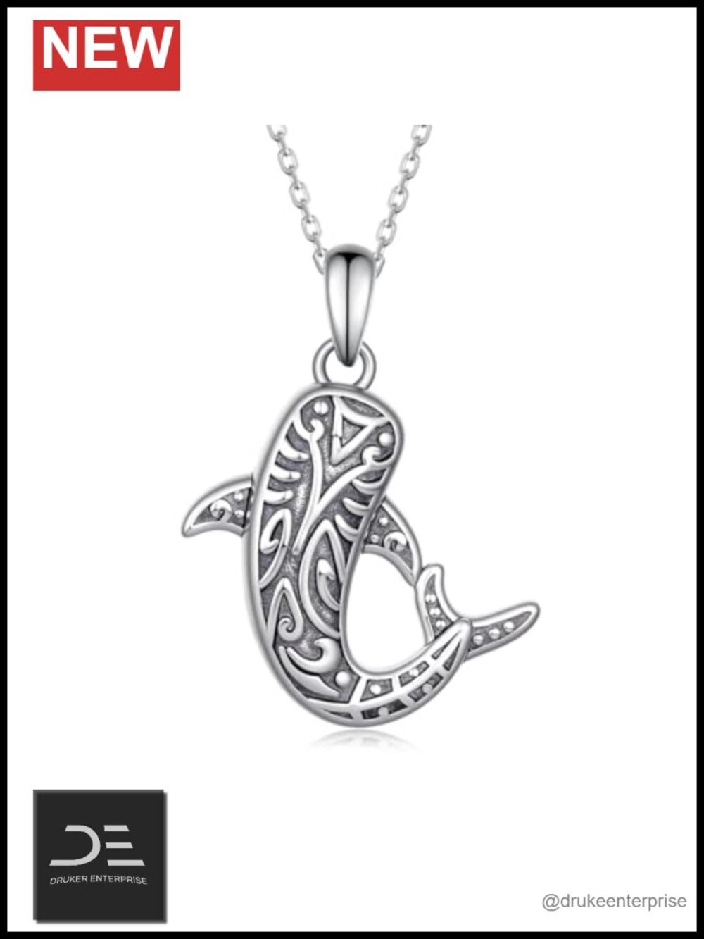 Sterling Silver Whale Shark Pendant Necklace Ocean Animal Jewelry Gift